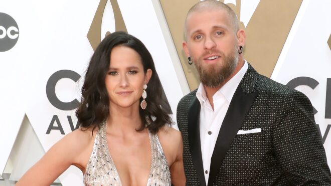 Amber Cochran and Brantley Gilbert attend the 53rd annual CMA Awards at Bridgestone Arena on November 13, 2019 in Nashville, Tennessee