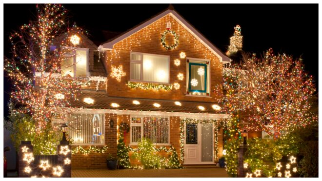 Christmas lights on a house