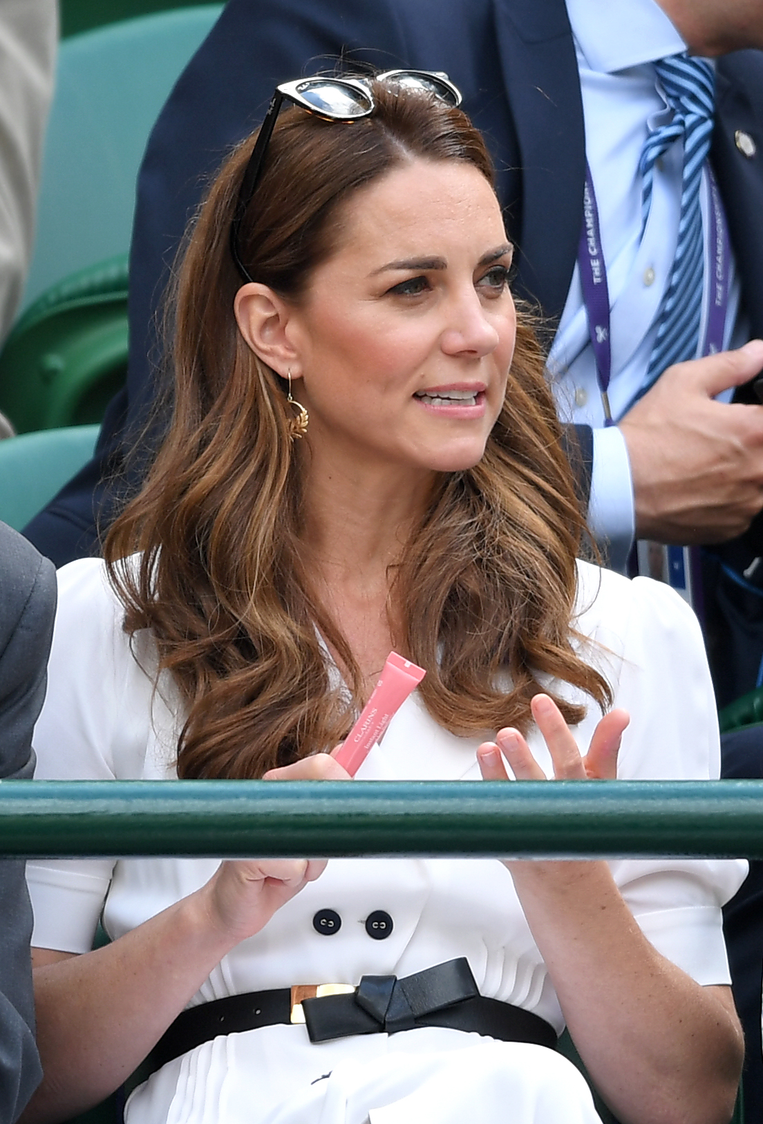 LONDON, ENGLAND - JULY 02: Catherine, Duchess of Cambridge attends day two of the Wimbledon Tennis Championships at All England Lawn Tennis and Croquet Club on July 02, 2019 in London, England. (Photo by Karwai Tang/Getty Images)