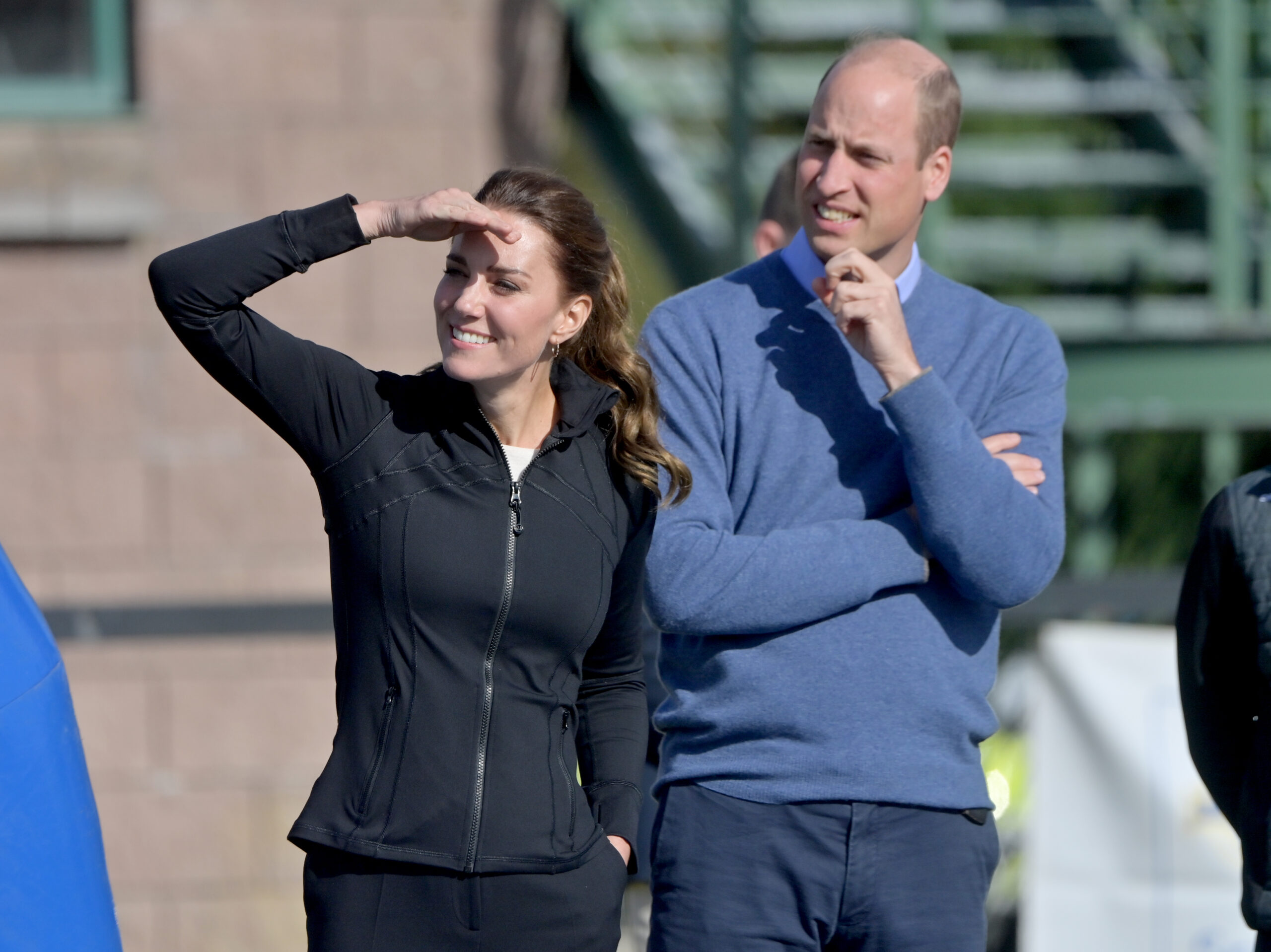 LONDONDERRY, NORTHERN IRELAND - SEPTEMBER 29: Prince William, Duke of Cambridge and Catherine, Duchess of Cambridge visit the City of Derry Rugby Club to meet with players, coaches and volunteers involved in the ‘Sport Uniting Communities’ initiative that is a collaboration between the Irish Football Association, Ulster Gaelic Athletic Association and Ulster Rugby, that aims to promote peace and reconciliation, on September 29, 2021 in Londonderry, Northern Ireland, United Kingdom. (Photo by Samir Hussein/WireImage)