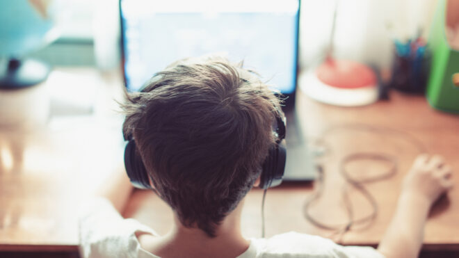 young boy on computer