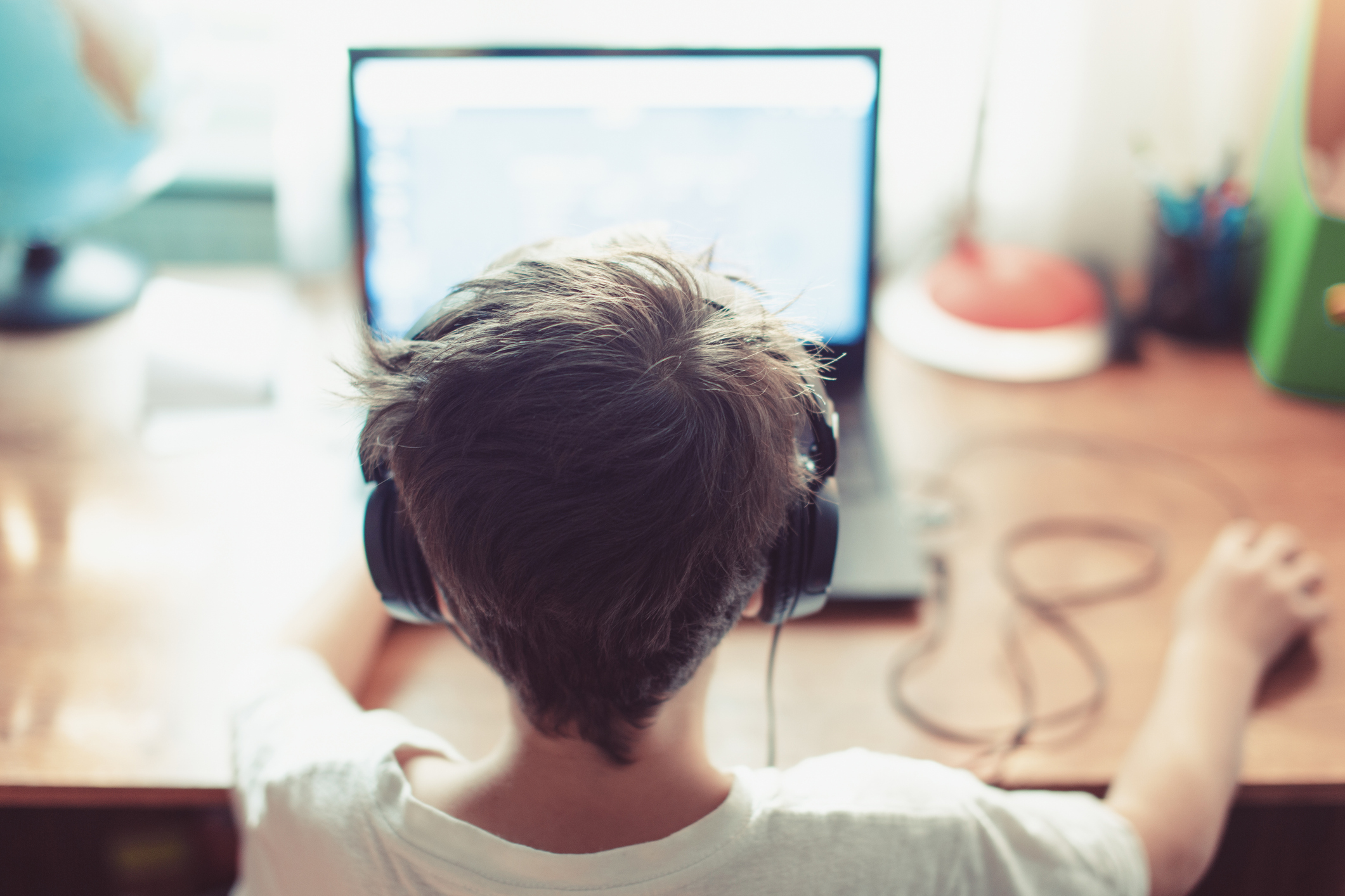 young boy on computer