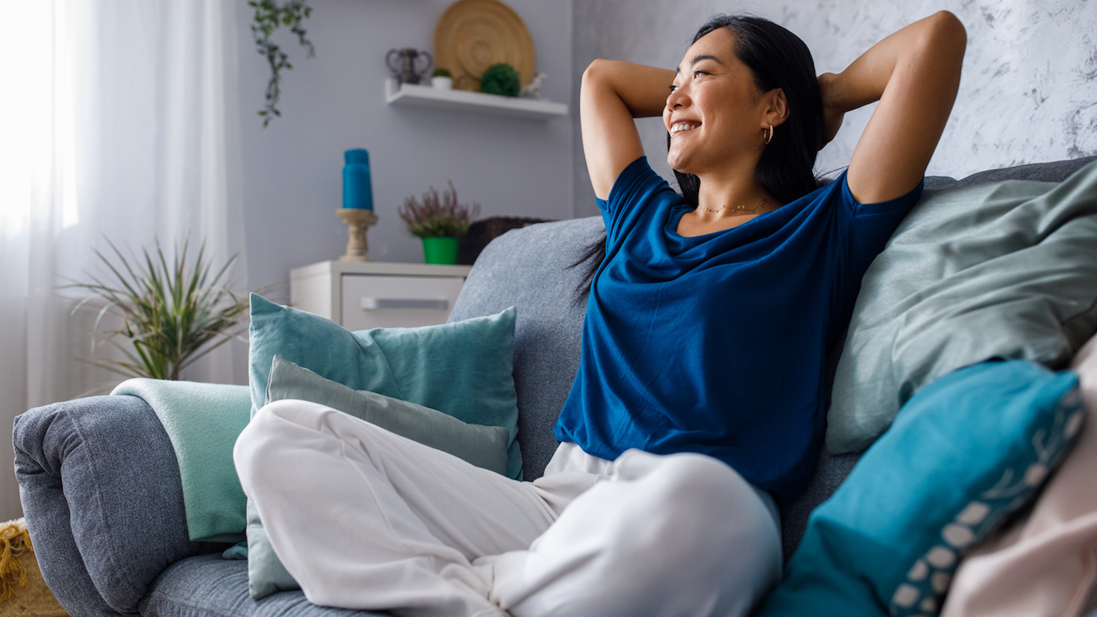 Woman relaxing on a couch