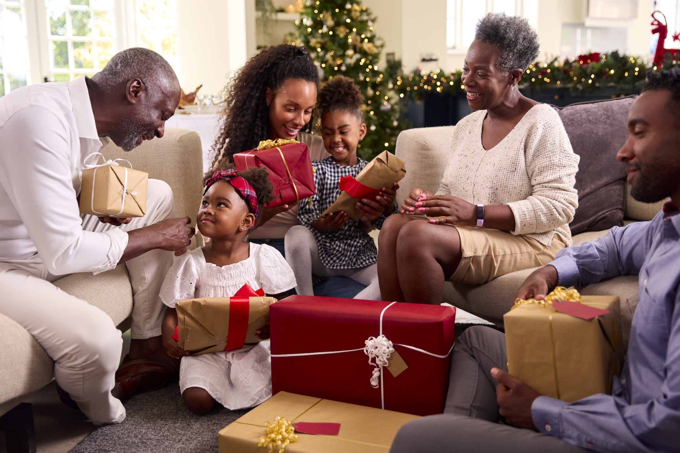 family opening gifts