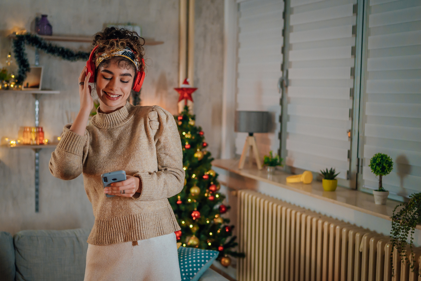 Woman dancing on Christmas