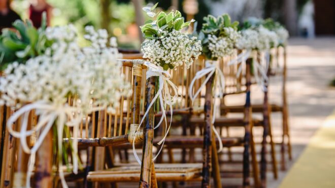 Chairs at a wedding ceremony