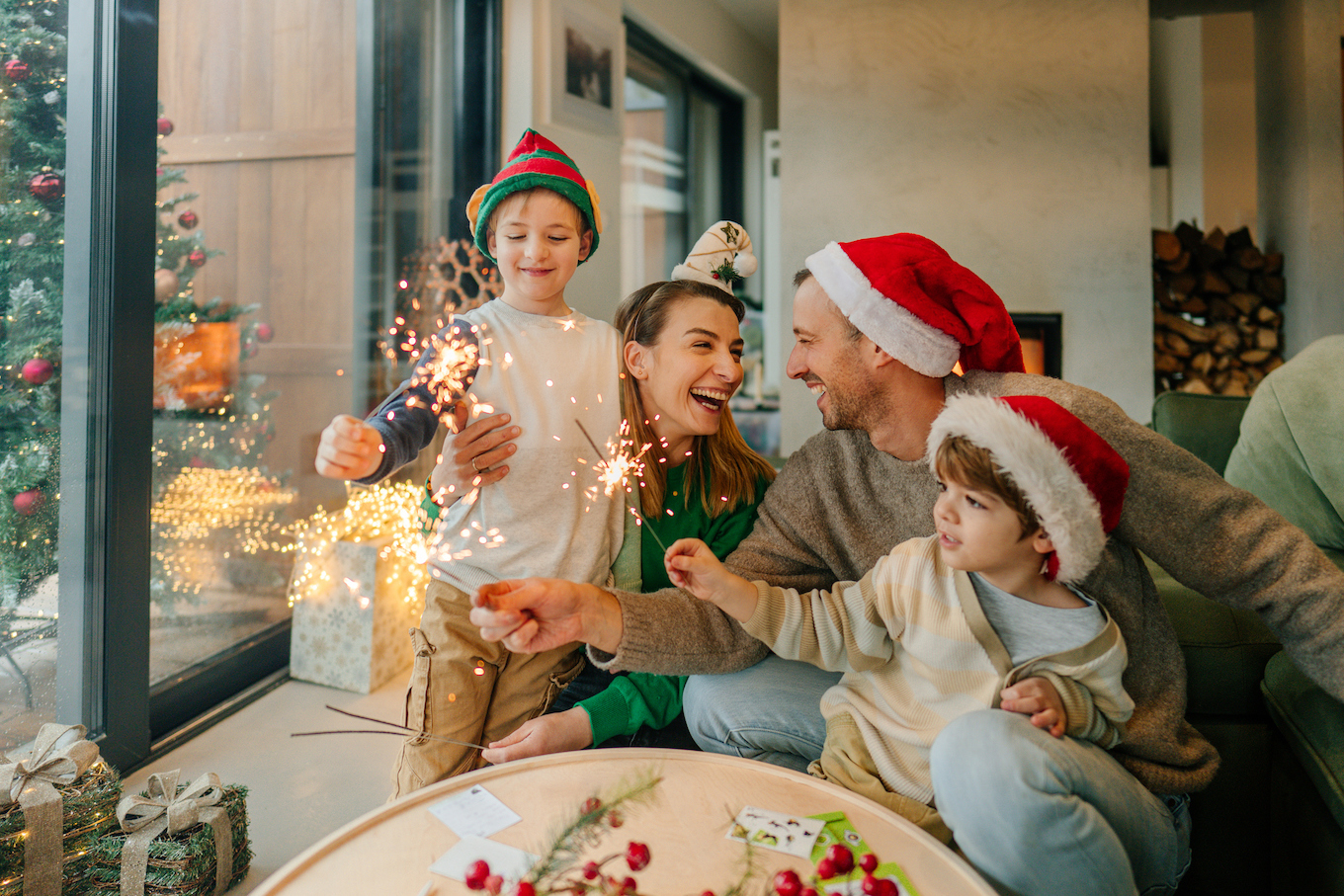 Family celebrating Christmas