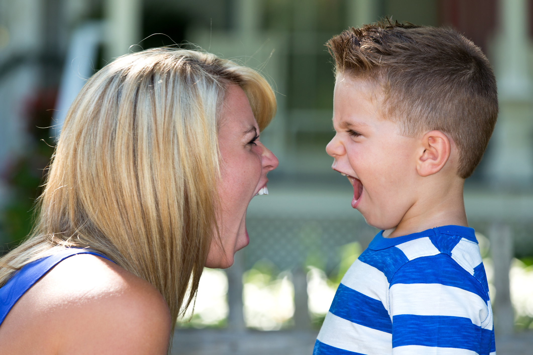 Arguing mother and son