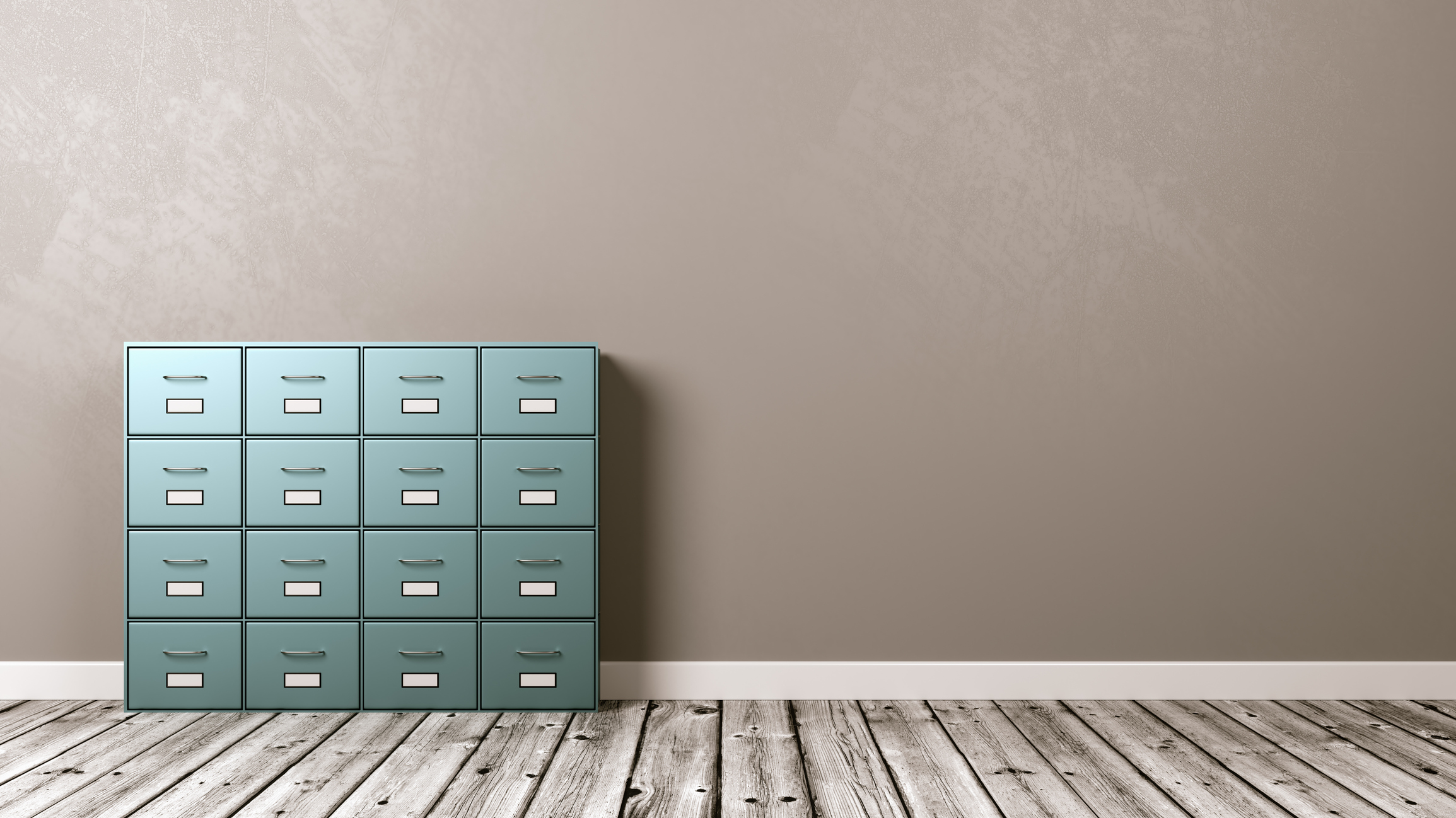 Archive Rack on Wooden Floor Against Wall