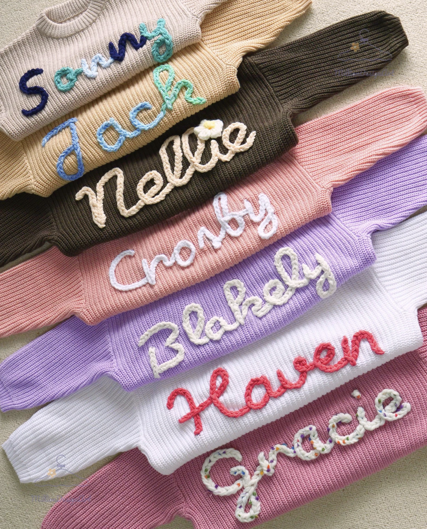 Personalized Hand embroidered Name Baby Sweater