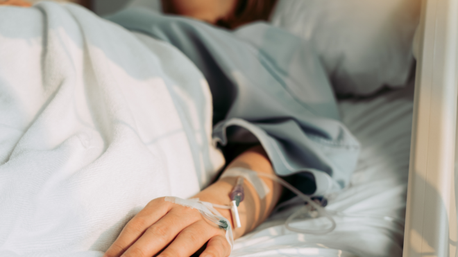 woman in hospital bed